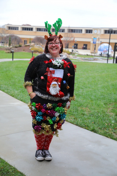 Ugly Sweater Contest winner 2018 Courtney Wallace
