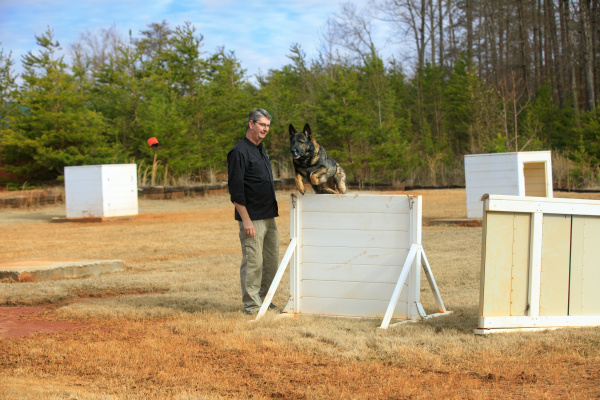 Gardner with his dog Diesel at the Greenville County Sheriff's Office Center for Advance Training