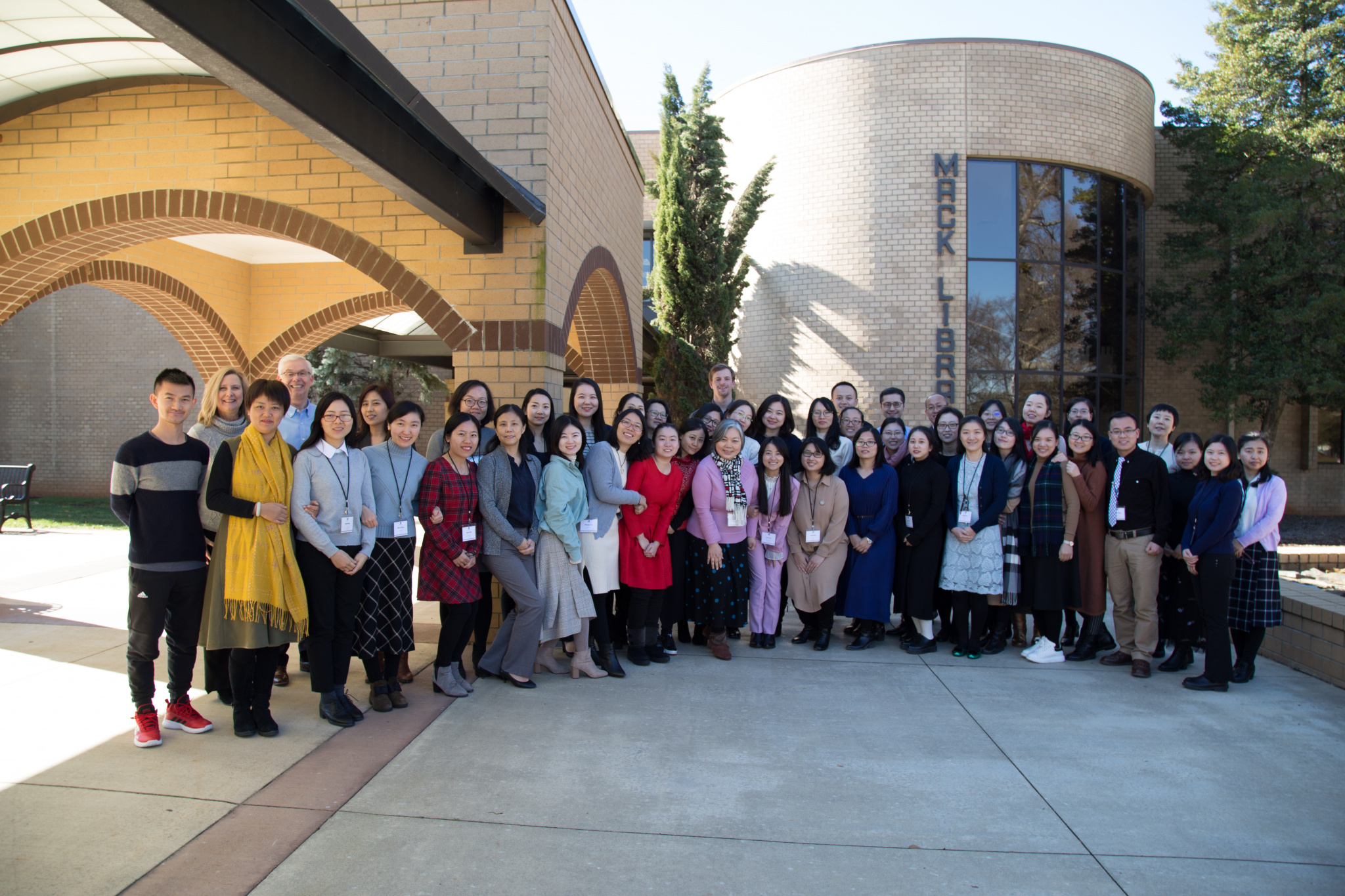 Chinese educators in front of Mack Library