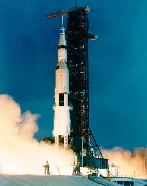 Apollo 11 launches from Cape Kennedy on its mission to the moon