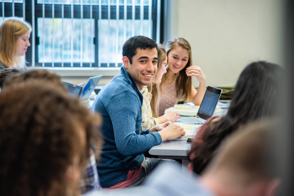 Male student in classroom