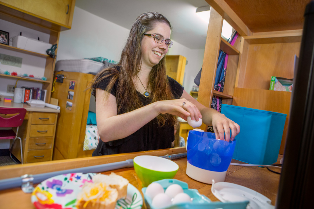 Student cooking food in residence hall