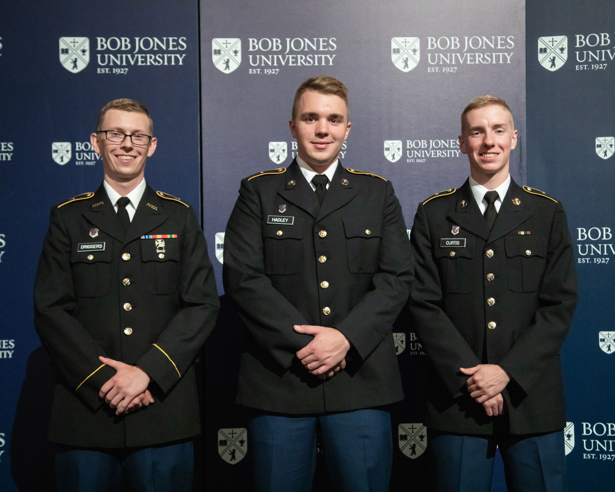 Cadets William Driggers, Samuel Hadley and Jonathan Curtis (Photo by Derek Eckenroth)