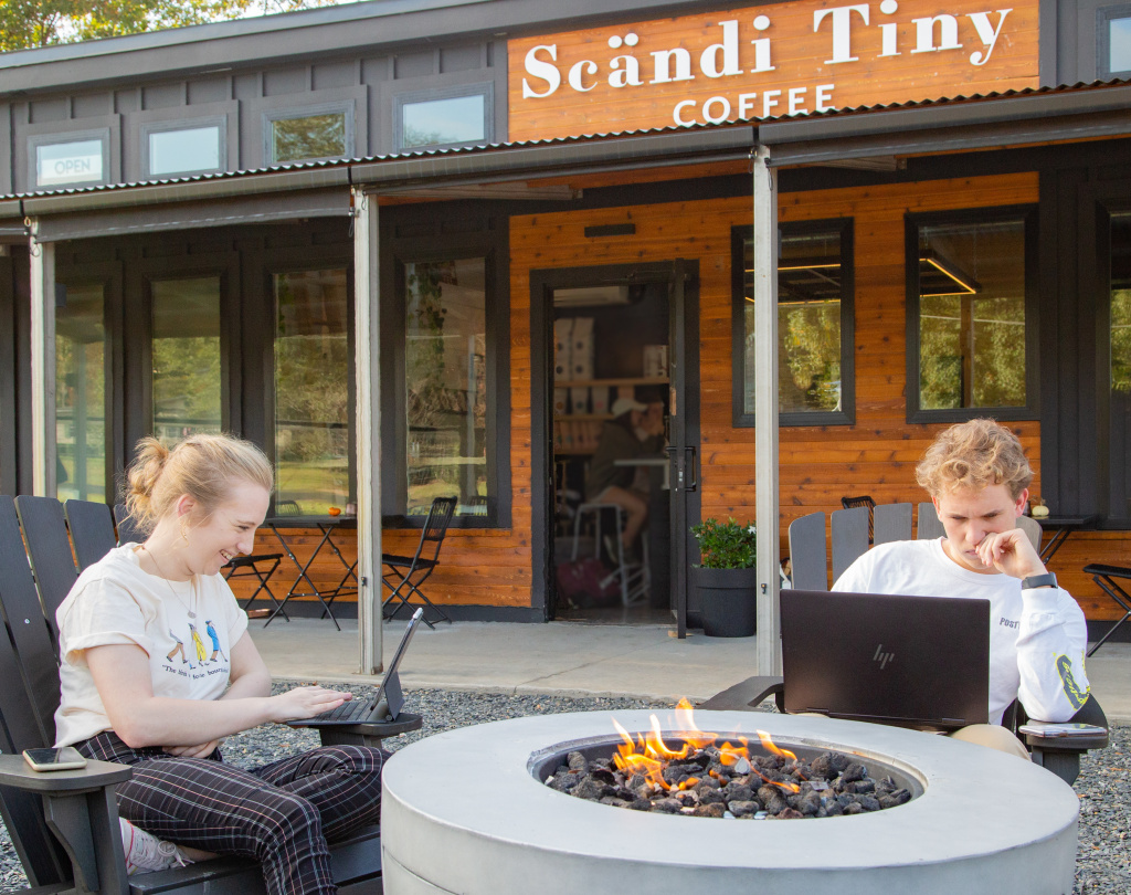 Students study off campus at Scandi Tiny Coffee