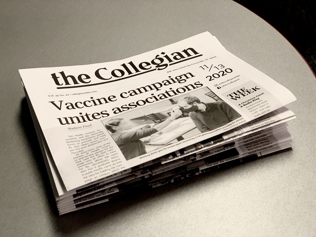 A stack of Collegians on a table
