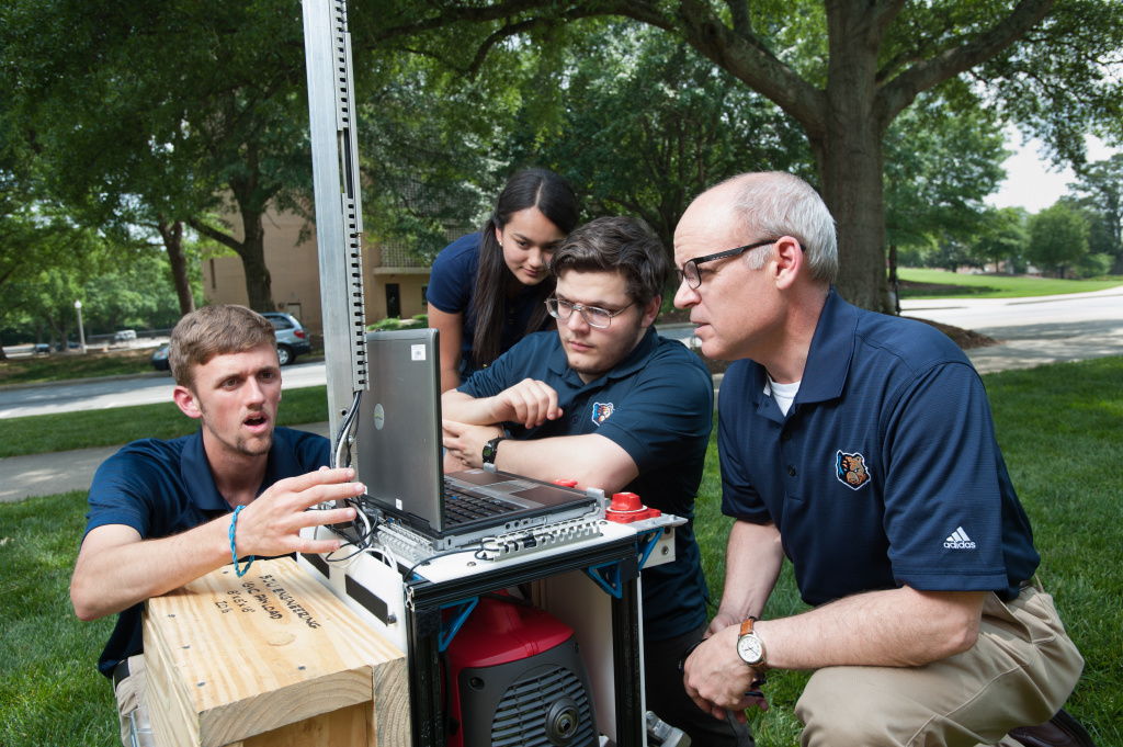 Students in BJU's engineering program work on their robot
