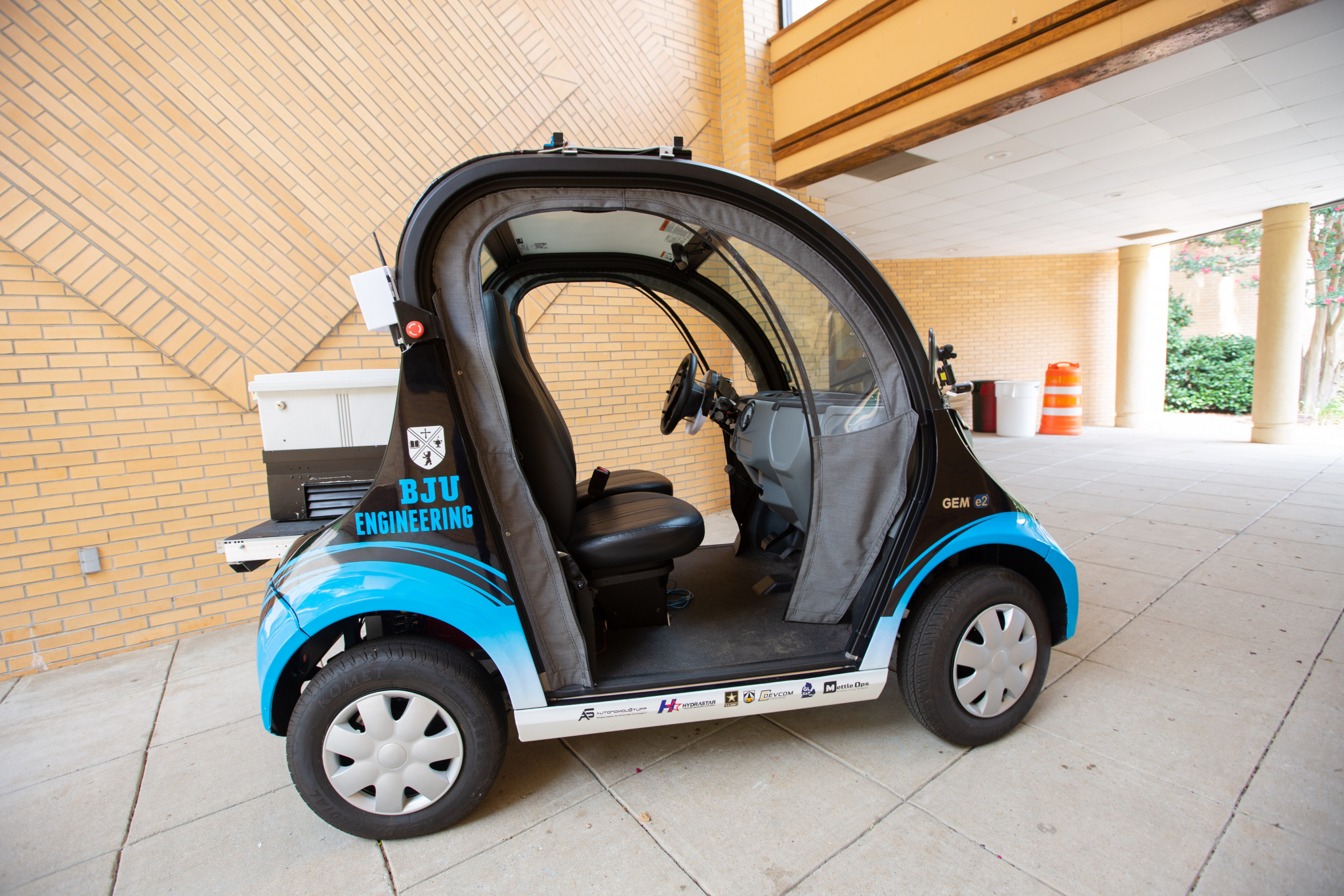 Photo of Bruin 3, the autonomous vehicle designed and built by the Department of Engineering