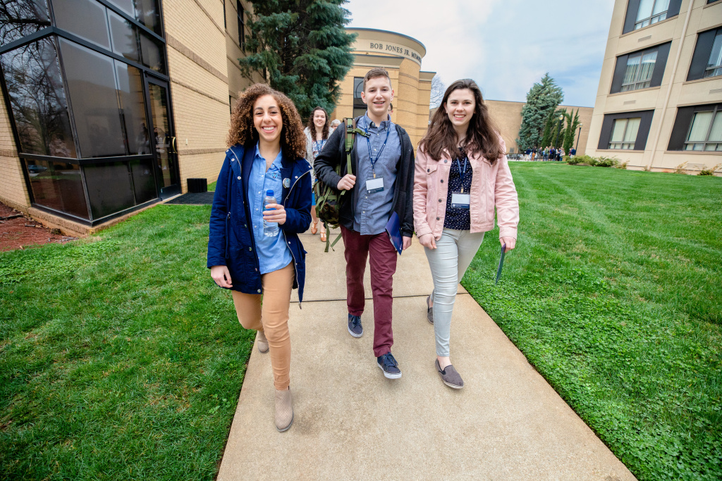 Students visiting for College Up Close, BJU's branded college visits, go on a guided campus tour