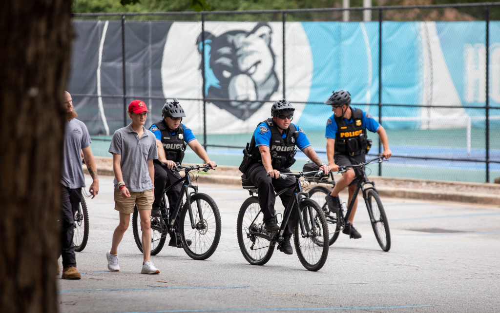 City of Greenville Police Department bike patrol trains on BJU campus