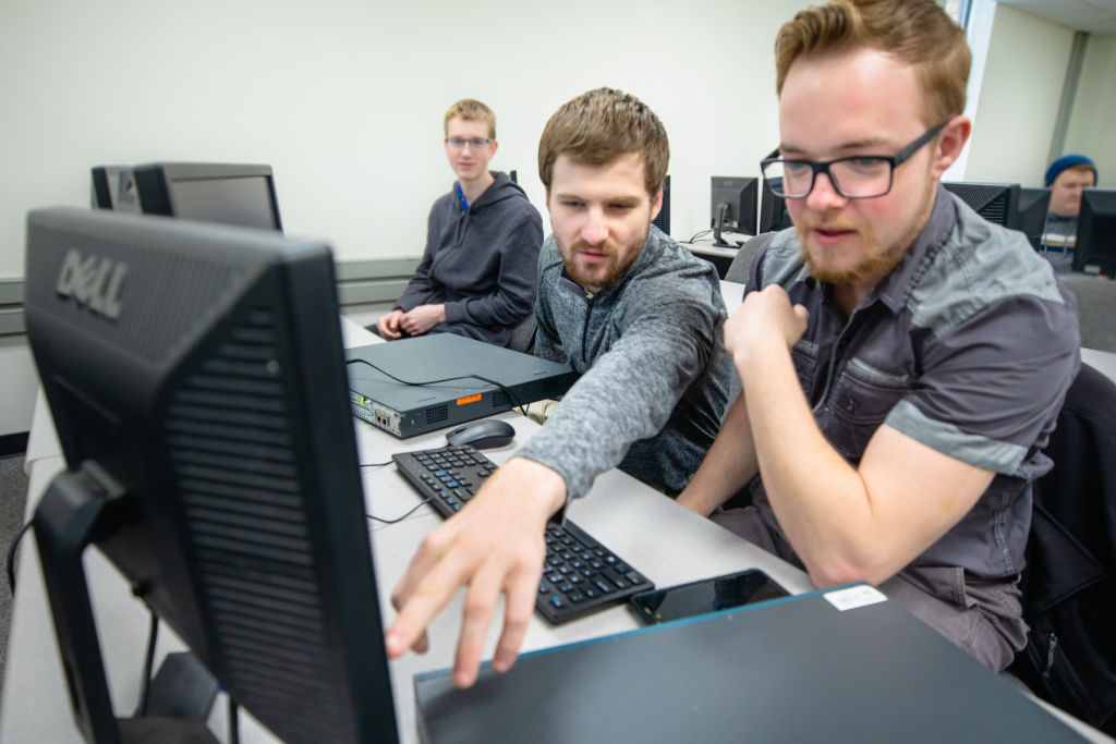 Students in BJU's computer science program work on a problem