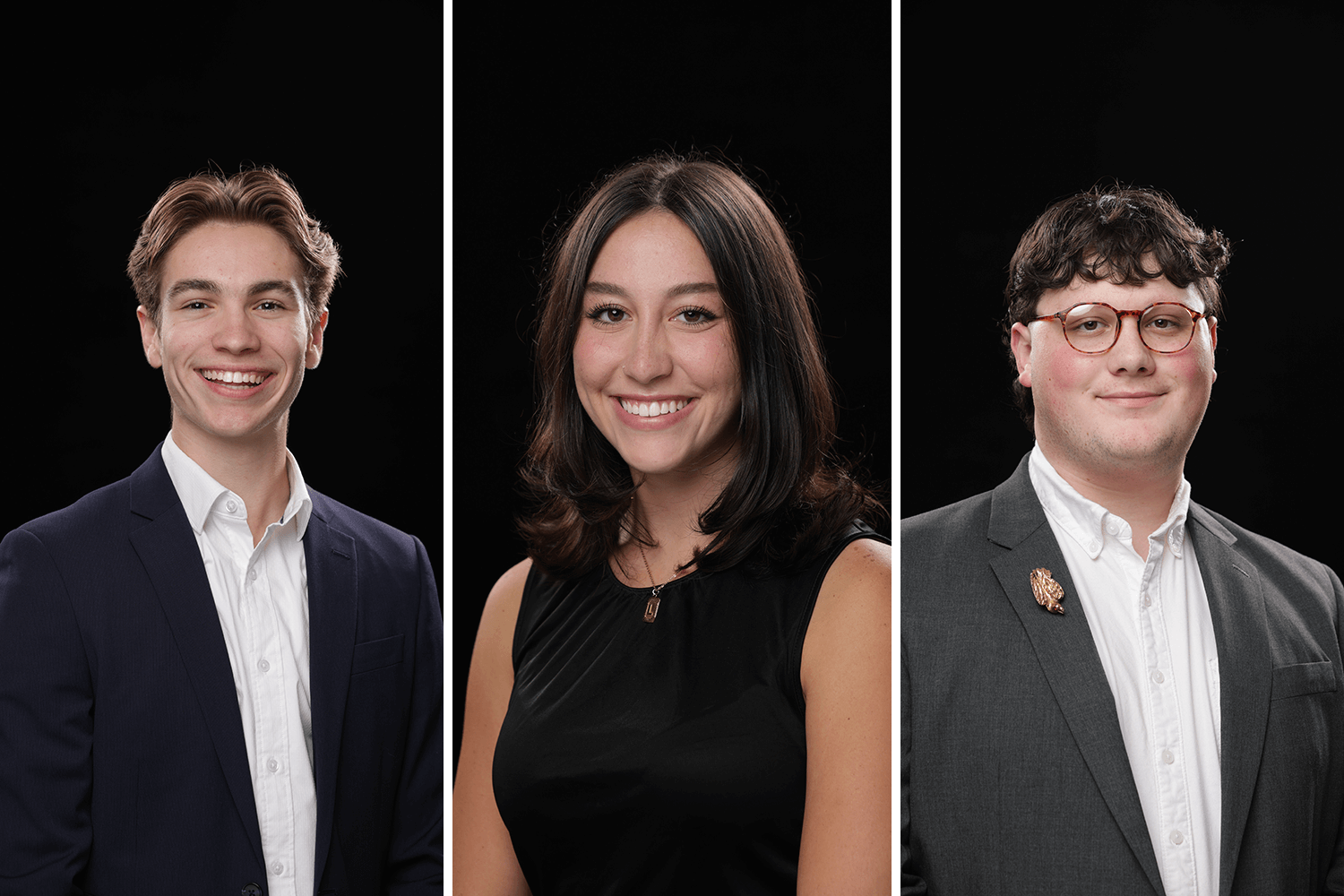 Kyle Marks, junior from Taylors, South Carolina; Lauren McCaffery, senior from Flower Mound, Texas; and Alexander Rouse, junior from Greenville, South Carolina